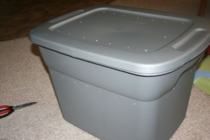 My plastic container - $4 at Walmart with 1/8 in holes drilled in all sides